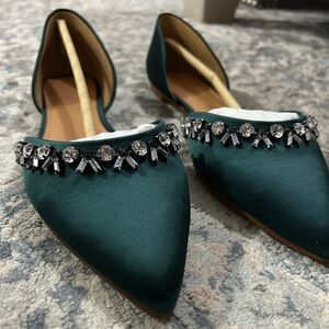 J. Crew Satin Jeweled Zoe D’Orsay Flats